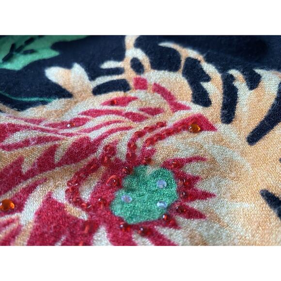 Elizabeth NY Black Floral Beaded Sequin Cardigan M and Tank Top L - Picture 7 of 7